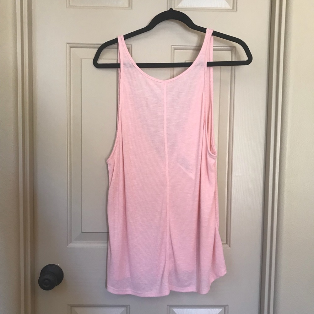 Free People Pink Tank with Low V Back